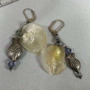 Artsy vibe fish scale dangling earrings